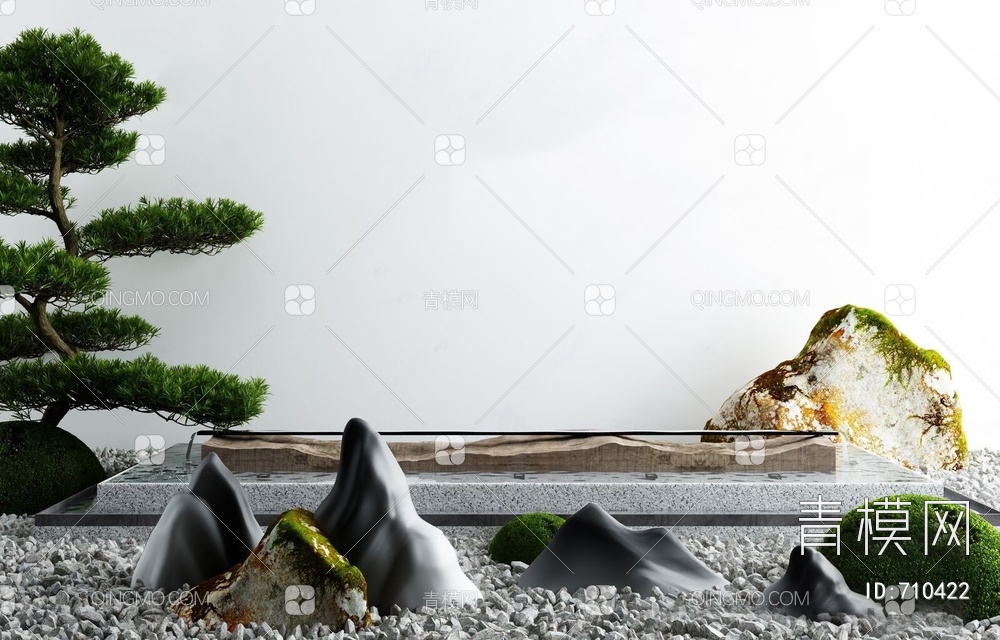 庭院景观小品枯山水石3D模型下载【ID:710422】