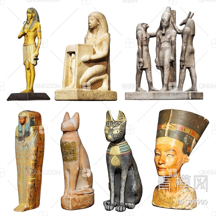 埃及饰品摆件组合3D模型下载【ID:709980】