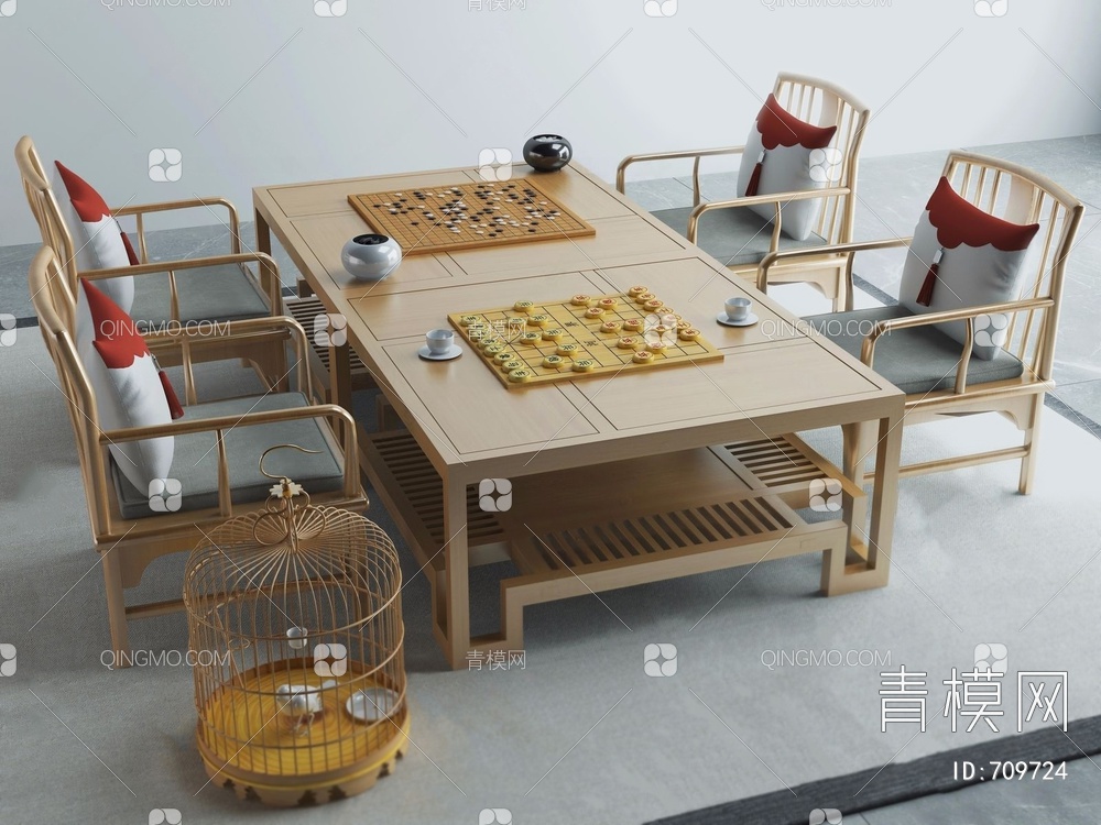 象棋围棋桌椅3D模型下载【ID:709724】