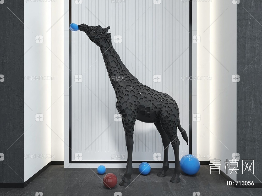 长颈鹿雕塑3D模型下载【ID:713056】