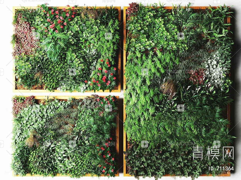植物吊兰花艺盆景盆栽绿植挂饰植物绿植墙3D模型下载【ID:711364】