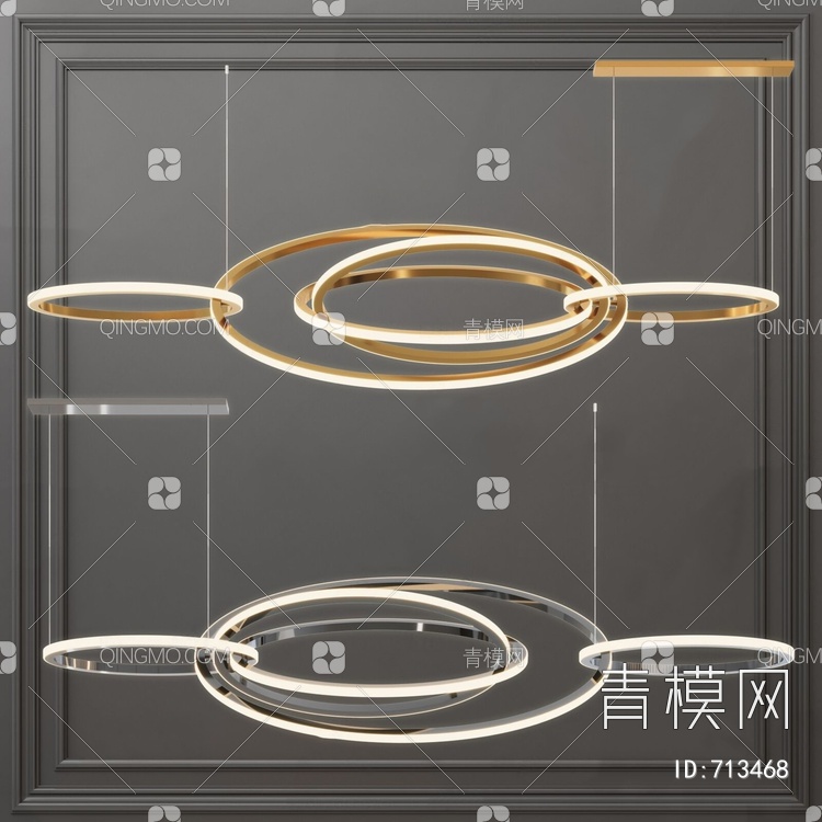 圆环LED吊灯3D模型下载【ID:713468】