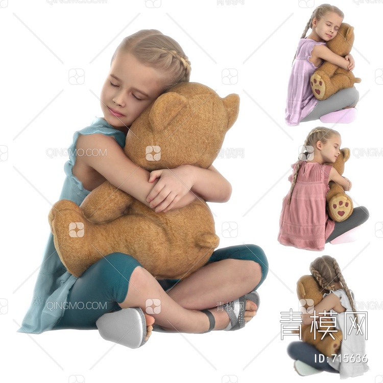 抱玩具的小女孩3D模型下载【ID:715636】