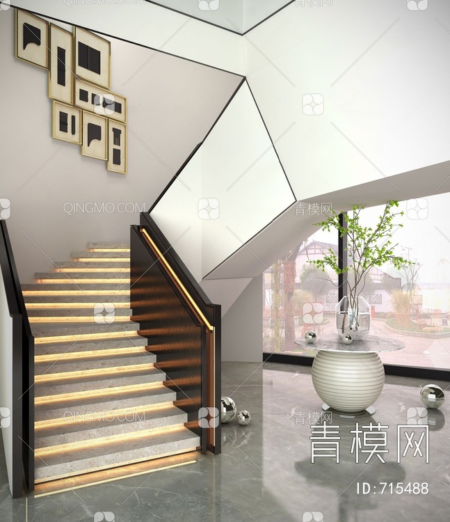 楼梯桌几组合3D模型下载【ID:715488】