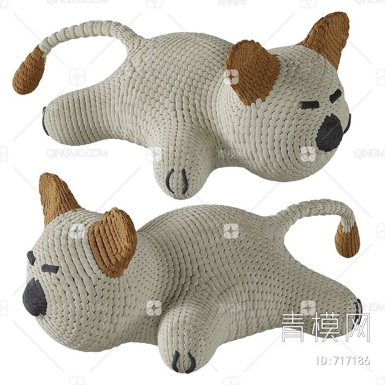 可爱针织猫咪公仔抱枕3D模型下载【ID:717186】