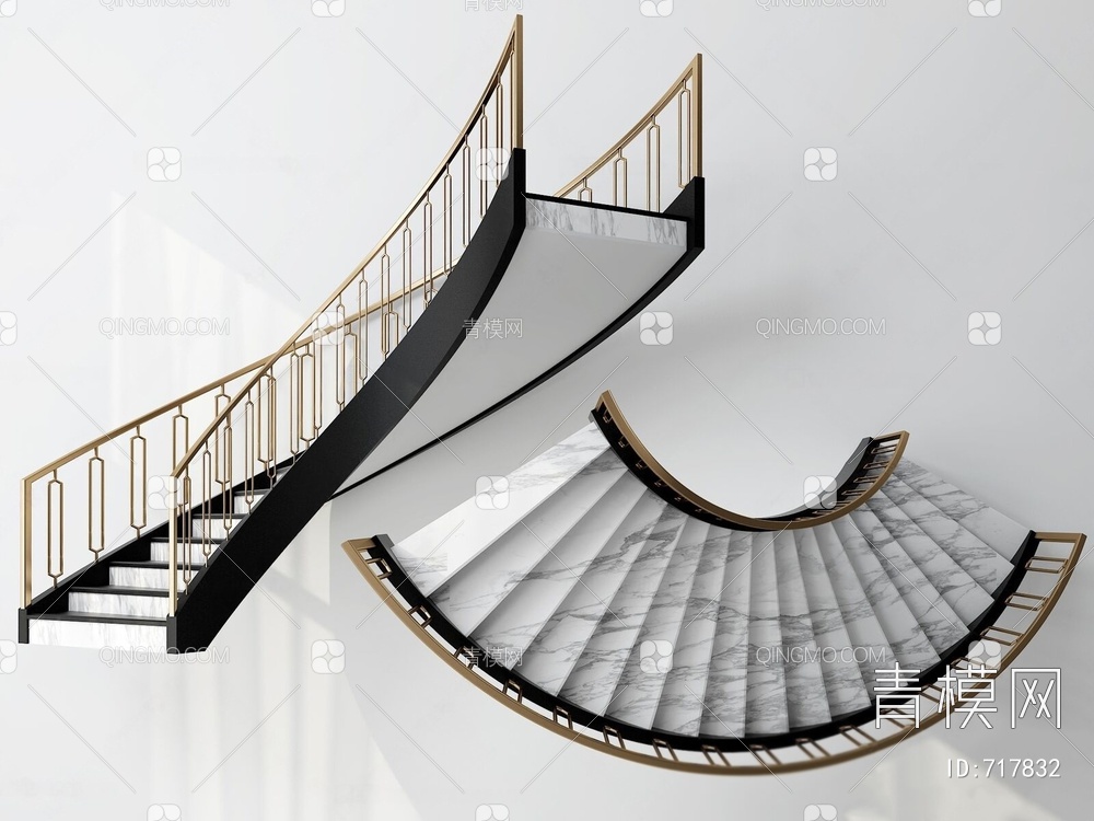 大理石旋转楼梯3D模型下载【ID:717832】