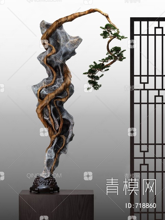 石雕摆件3D模型下载【ID:718860】