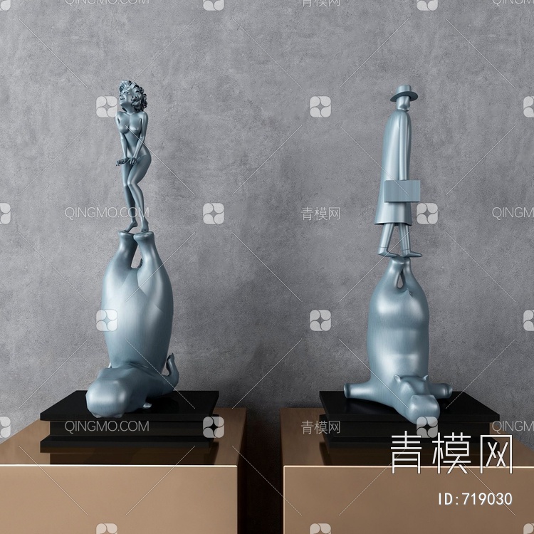 艺术人物河马雕塑3D模型下载【ID:719030】