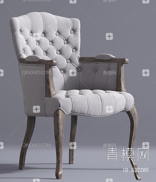 布艺单椅3D模型下载【ID:532280】