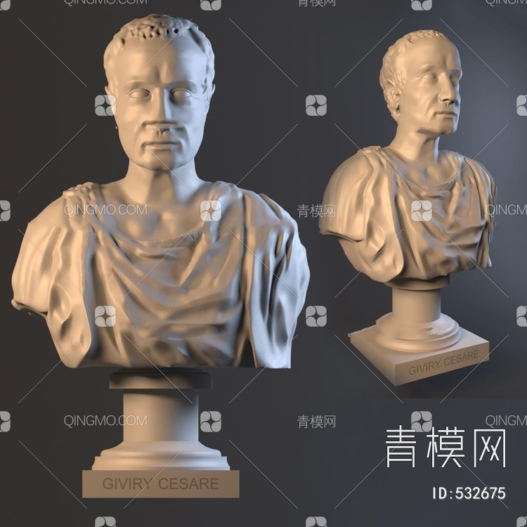 石膏头像雕塑3D模型下载【ID:532675】