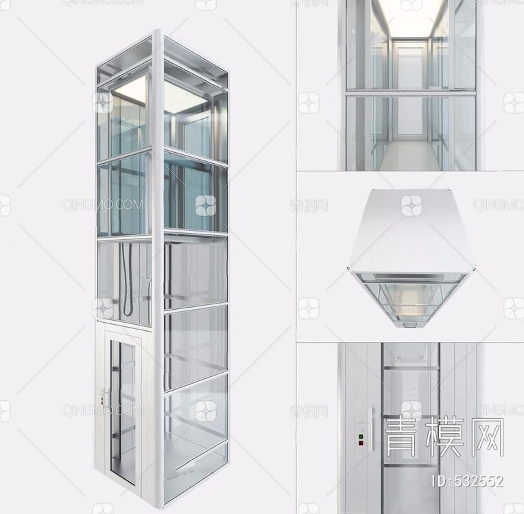观光电梯楼梯栏杆3D模型下载【ID:532552】
