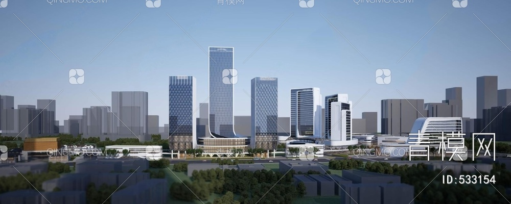 办公楼商业综合体建筑外观3D模型下载【ID:533154】