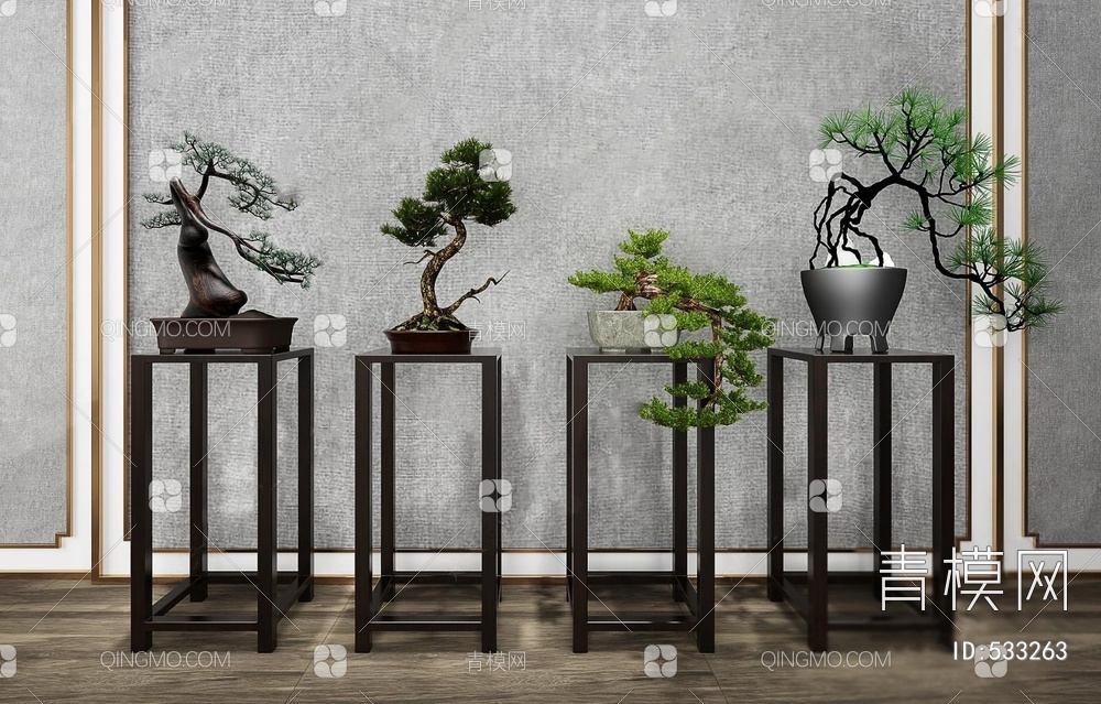 松树盆景盆栽3D模型下载【ID:533263】
