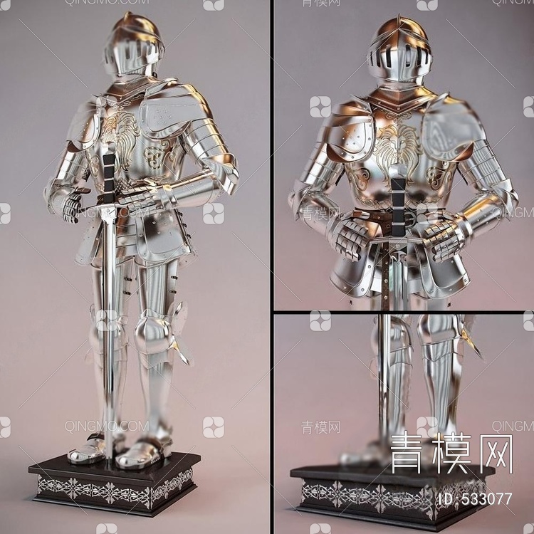 盔甲骑士雕塑摆件3D模型下载【ID:533077】