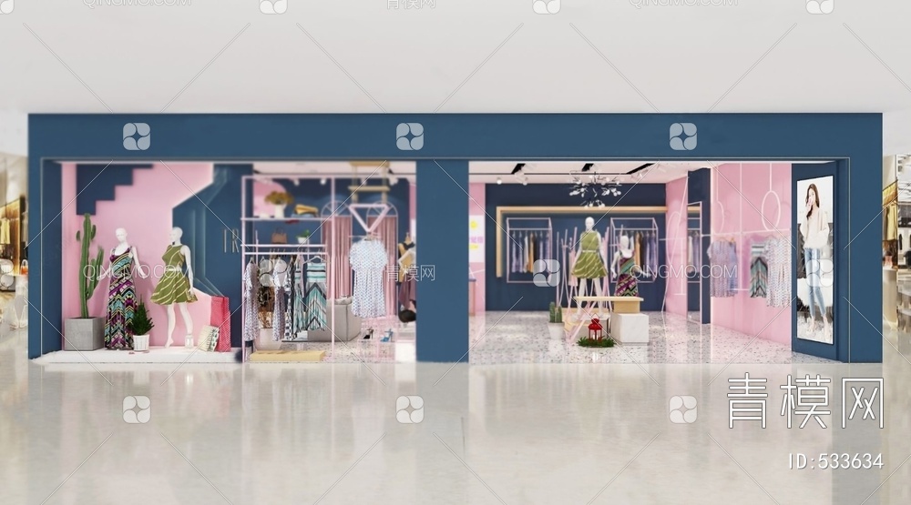 女装服装店3D模型下载【ID:533634】