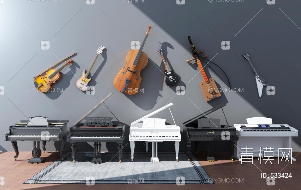 钢琴3D模型下载【ID:533424】
