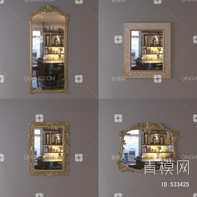 装饰镜壁镜3D模型下载【ID:533425】