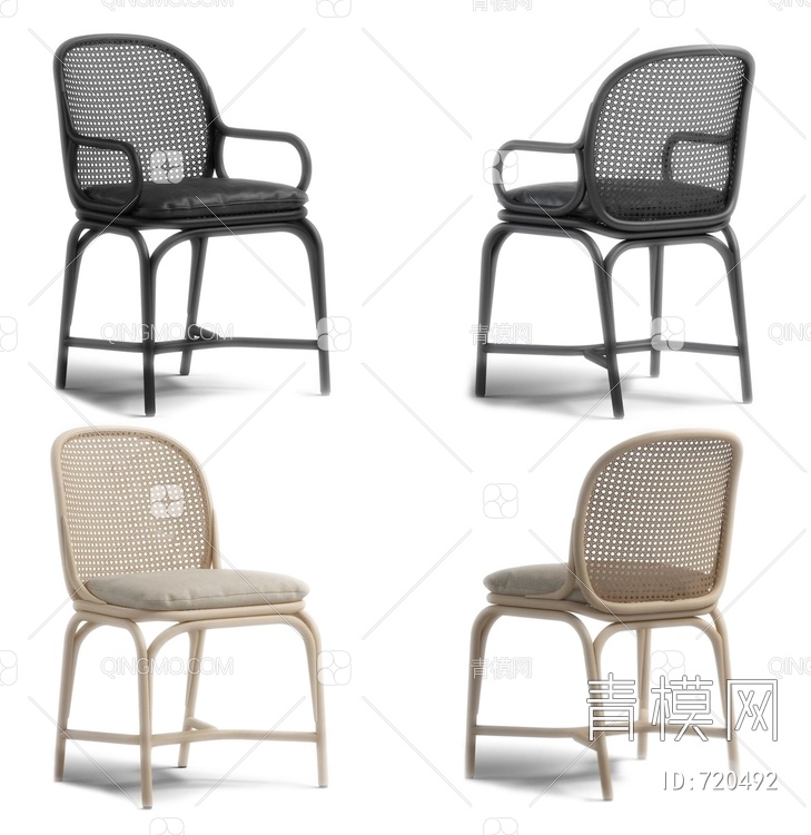 编织休闲户外藤椅 餐椅3D模型下载【ID:720492】