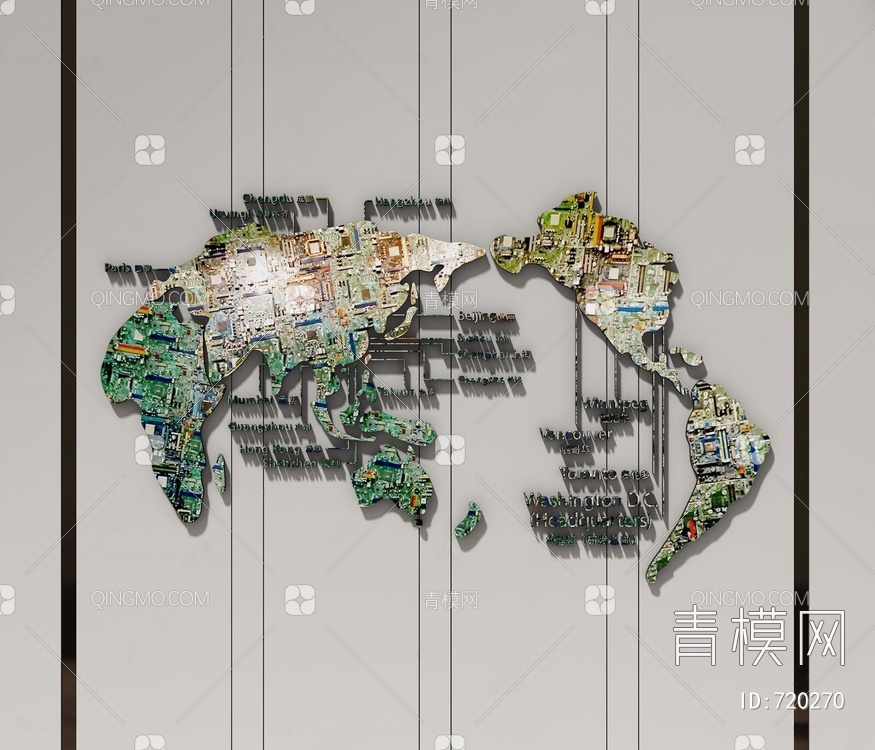 地图墙饰3D模型下载【ID:720270】