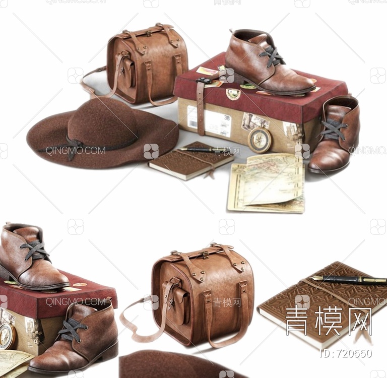 复古皮鞋3D模型下载【ID:720550】