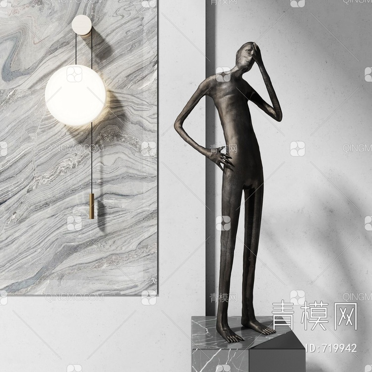 抽象雕塑壁灯组合3D模型下载【ID:719942】