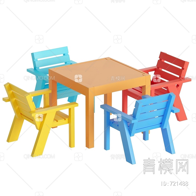 多色儿童桌椅组合3D模型下载【ID:721488】