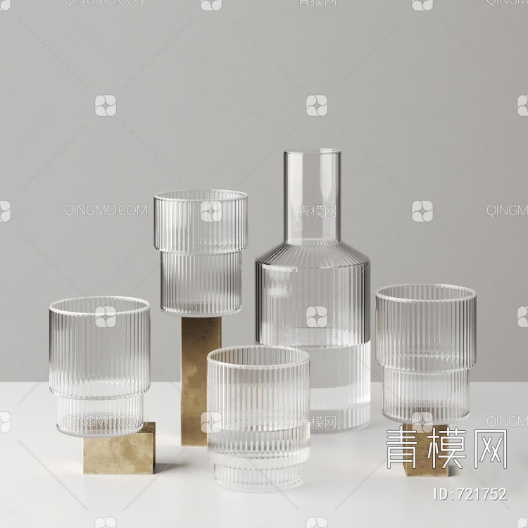玻璃瓶饰品摆件组合3D模型下载【ID:721752】