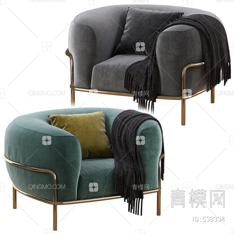 单人沙发3D模型下载【ID:538334】