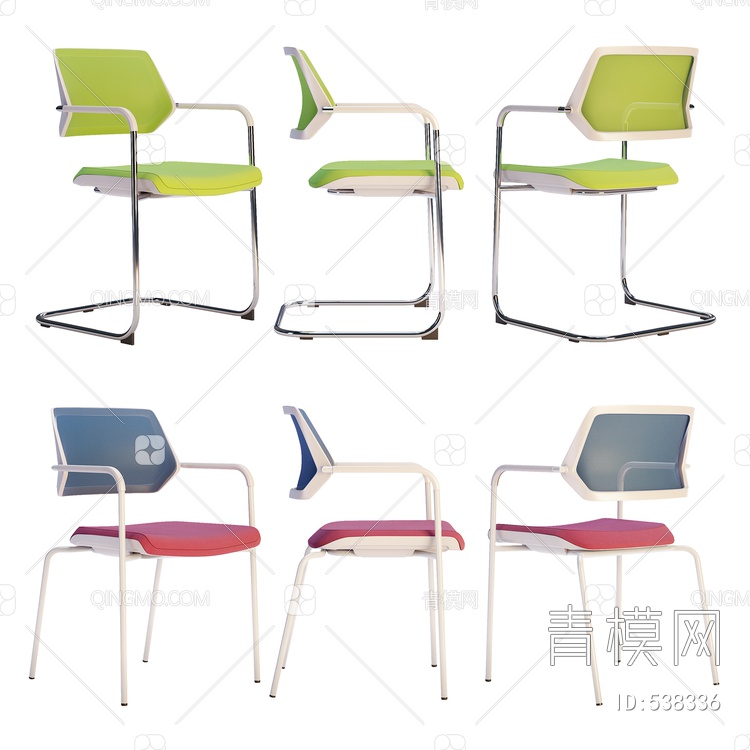 职员椅培训椅3D模型下载【ID:538336】