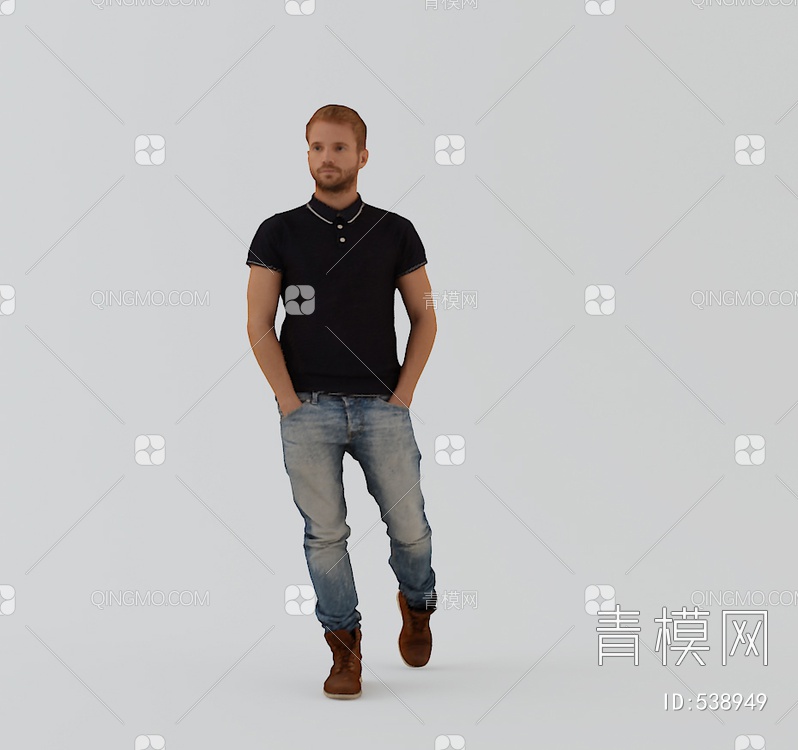 外国男士男人走路3D模型下载【ID:538949】