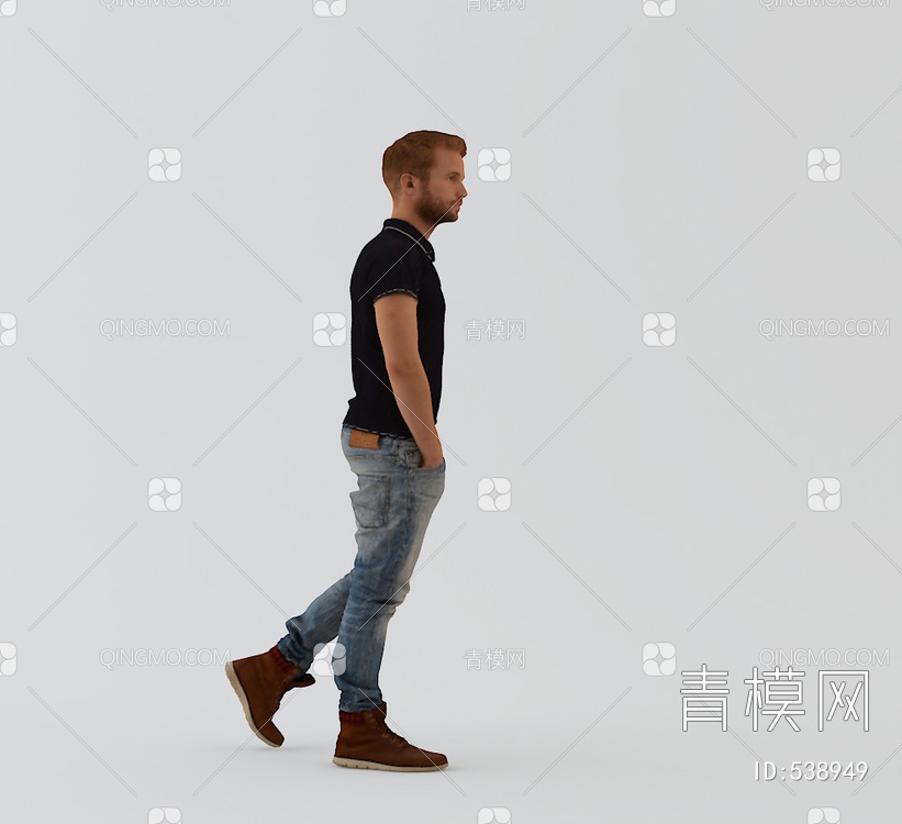 外国男士男人走路3D模型下载【ID:538949】