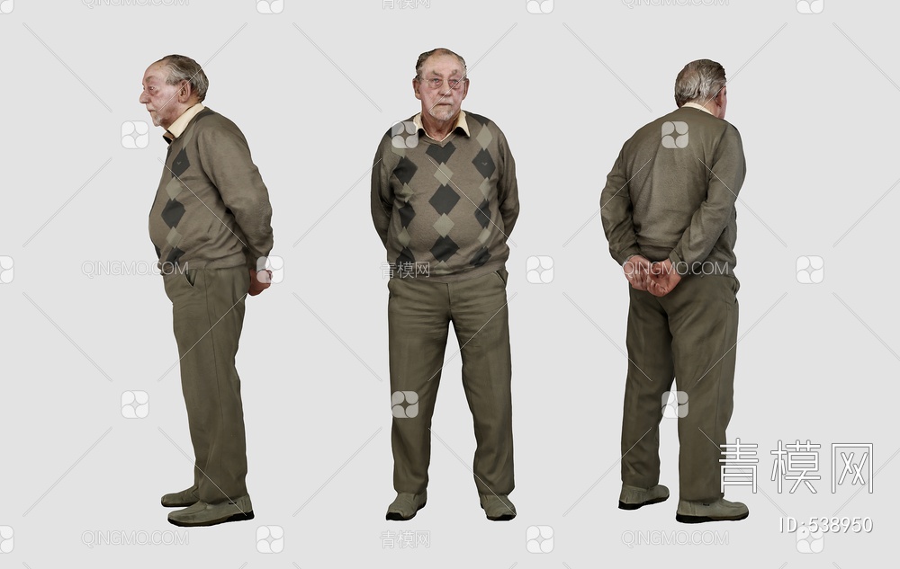 欧美男性人物老人3D模型下载【ID:538950】