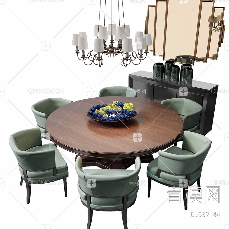 餐桌椅组合3D模型下载【ID:539144】