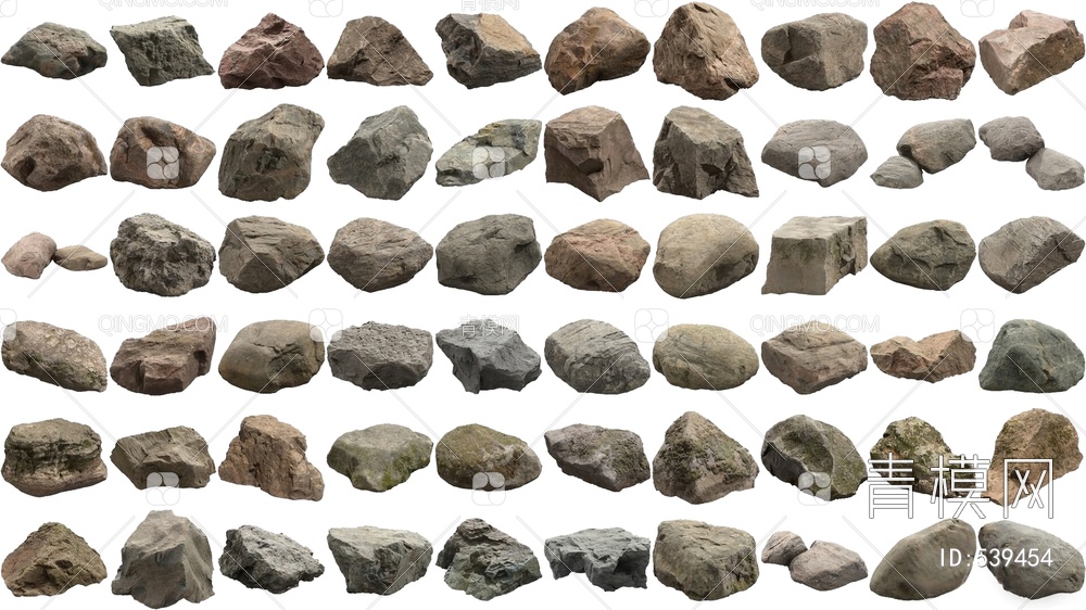 岩石 石头组合3D模型下载【ID:539454】
