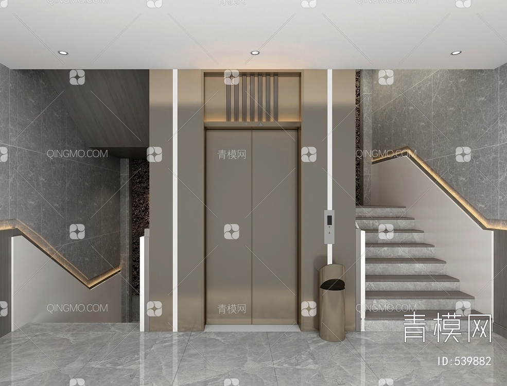 电梯间 楼梯间3D模型下载【ID:539882】