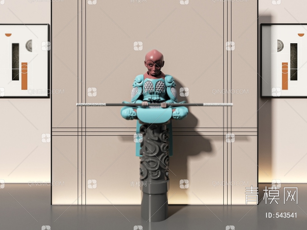 孙悟空雕塑摆件3D模型下载【ID:543541】