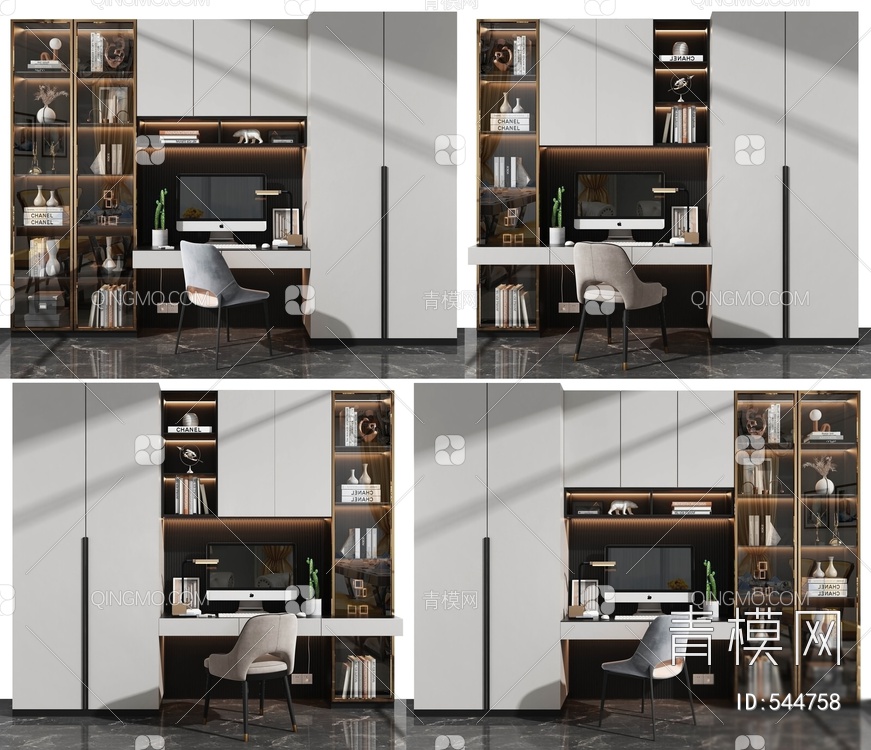 书桌椅组合3D模型下载【ID:544758】