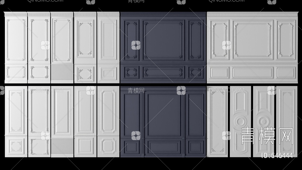 雕花护墙板3D模型下载【ID:546444】