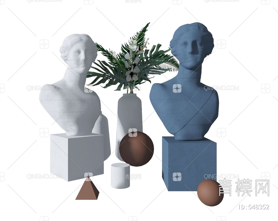 石膏人物雕塑3D模型下载【ID:548352】