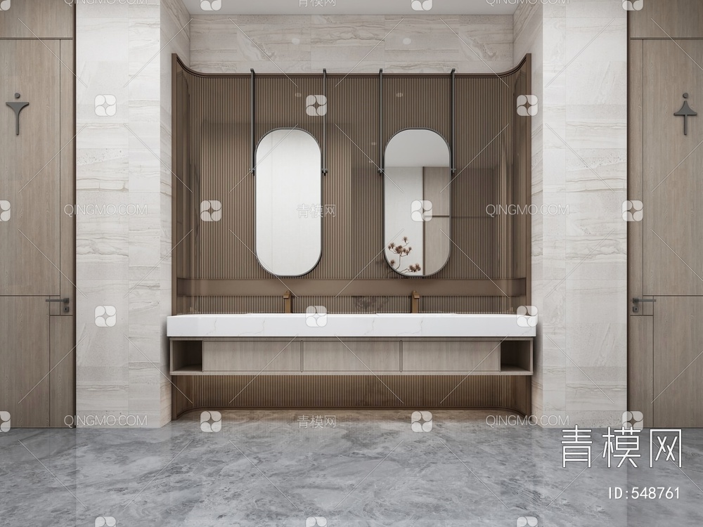 卫生间 售楼部卫生间 洗手台 洗手间3D模型下载【ID:548761】