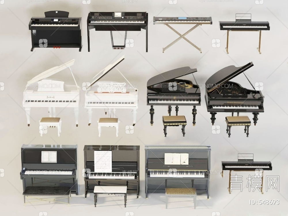 电子琴钢琴3D模型下载【ID:548693】