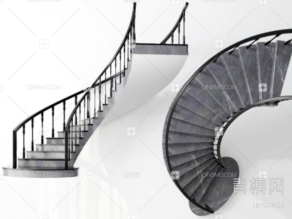 弧形旋转楼梯3D模型下载【ID:550266】