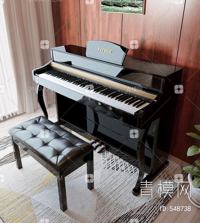 立式钢琴3D模型下载【ID:548738】