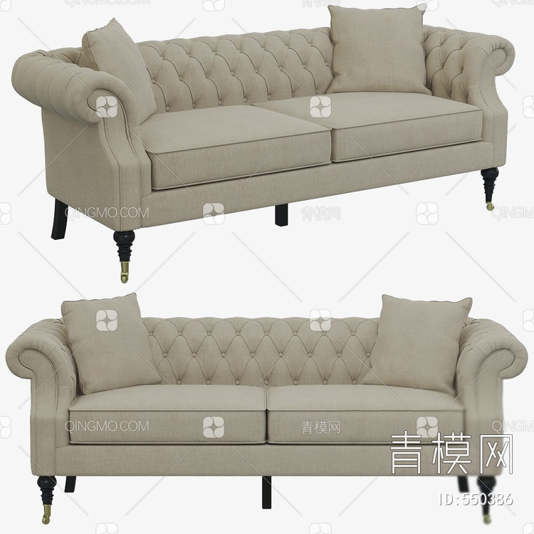 双人沙发3D模型下载【ID:550386】