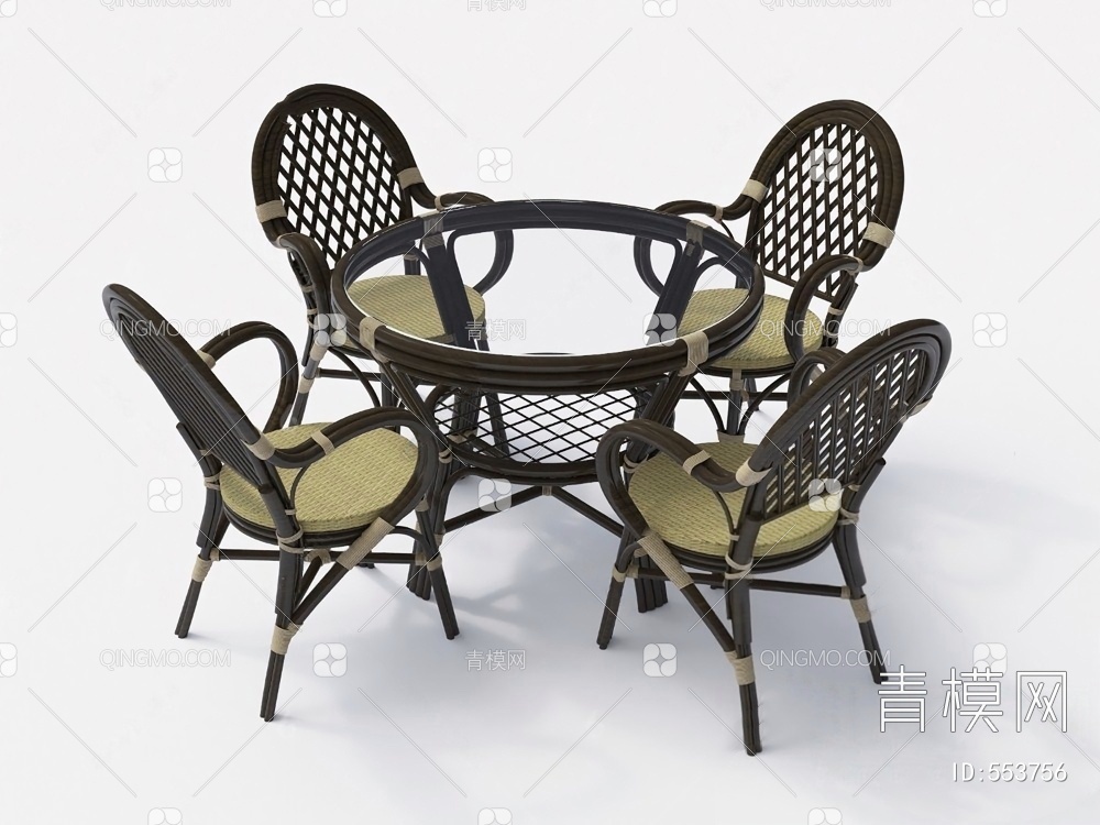休闲桌椅组合3D模型下载【ID:553756】