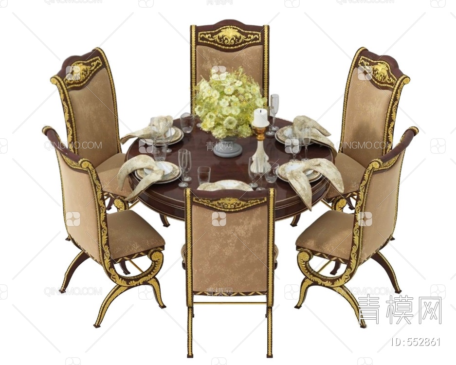 餐桌椅组合3D模型下载【ID:552861】