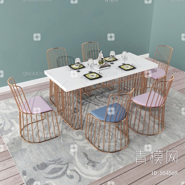 餐桌椅组合3D模型下载【ID:554569】