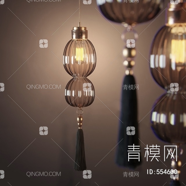 玻璃艺术吊灯3D模型下载【ID:554600】