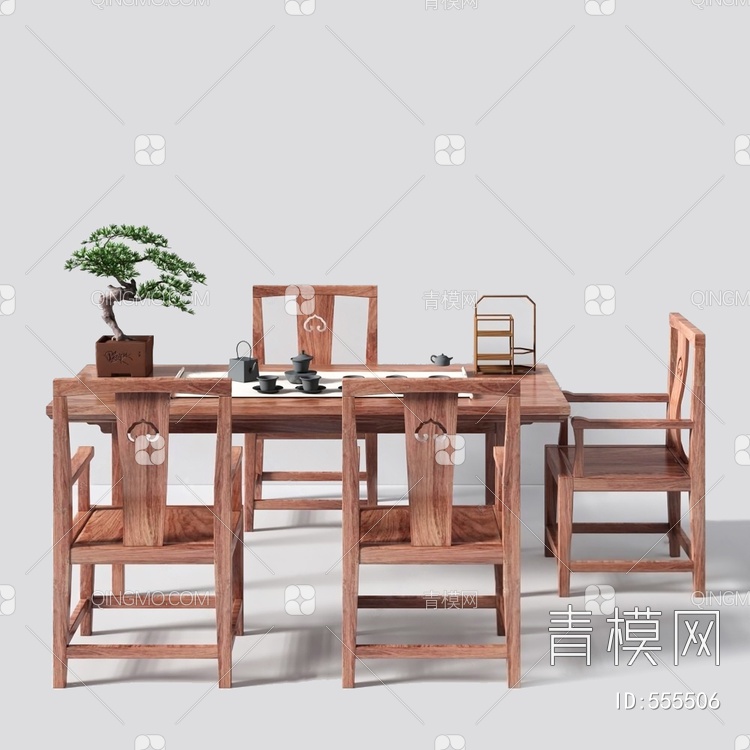 茶桌椅3D模型下载【ID:555506】
