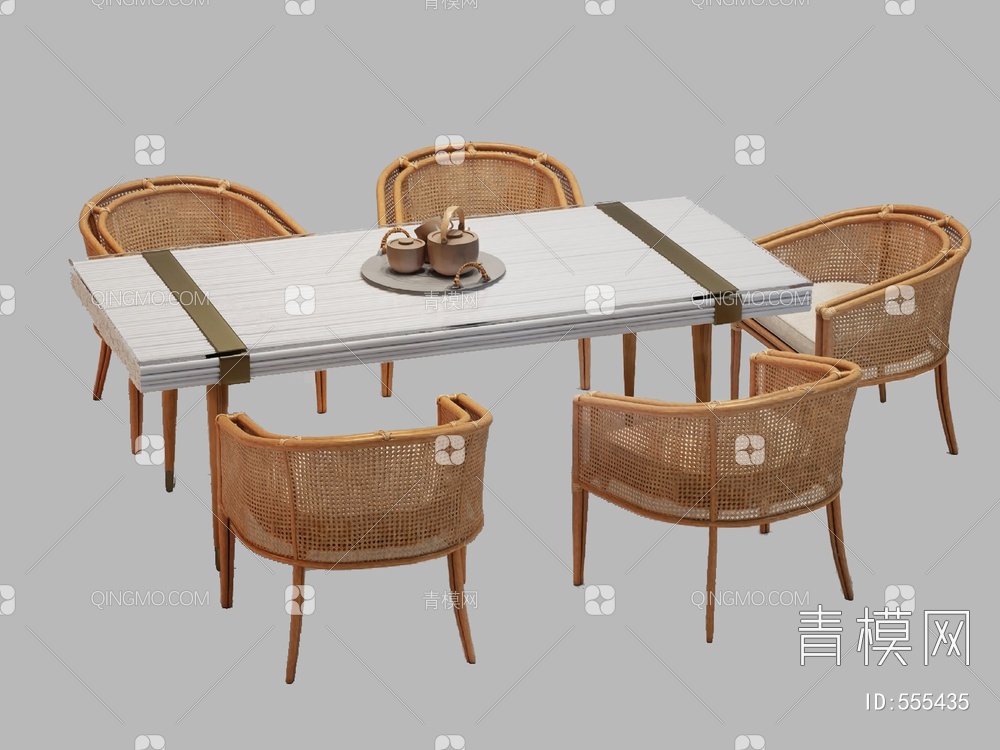餐桌椅组合3D模型下载【ID:555435】